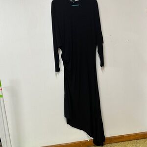 Black Asymmetric Long Sleeve Dress - Women
